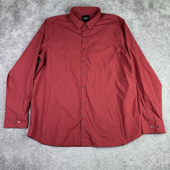 5.11 Tactical Shirt Men’s XL Red Snap Down Long Sleeve Military LEO - Picture 2 of 7
